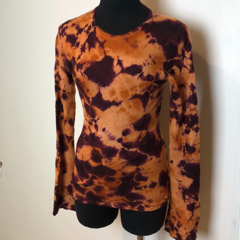 Nwot 100% Cashmere Tie Dye Sweater Purple Orange